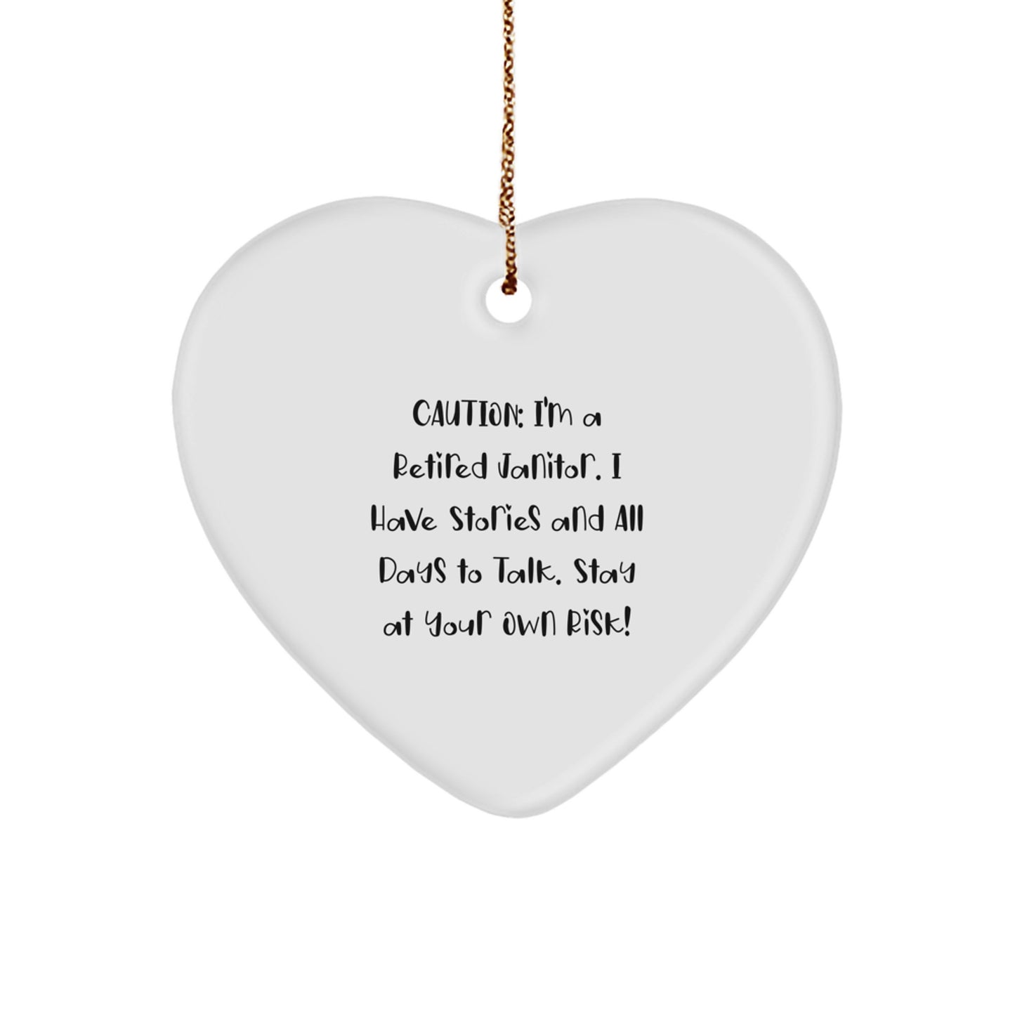 Funny Janitor Gifts from Friends - Heart Ornament with Retired Janitor Story, Perfect for Janitor Men, Women, or Coworkers at Christmas - Image 1
