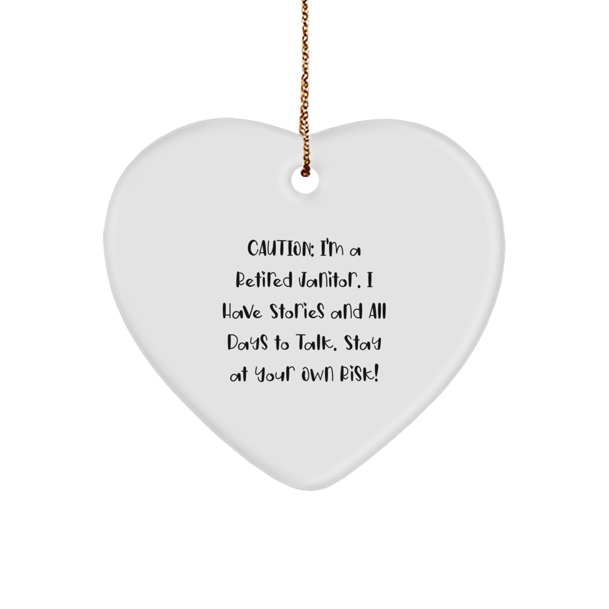 Funny Janitor Gifts from Friends - Heart Ornament with Retired Janitor Story, Perfect for Janitor Men, Women, or Coworkers at Christmas - Image 1