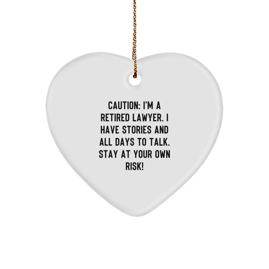 Funny Lawyer Gifts from Friends, Lawyer Heart Ornament for Men, Retired Lawyer Warning Gift for Lawyer Colleagues - Image 1