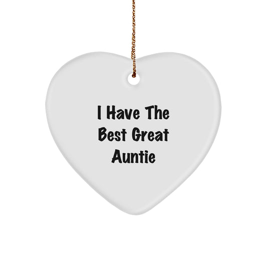 Funny Auntie Gifts from Men for Women Auntie Heart Ornament, I Have The Best Great Auntie Christmas Unique Gifts - Image 1
