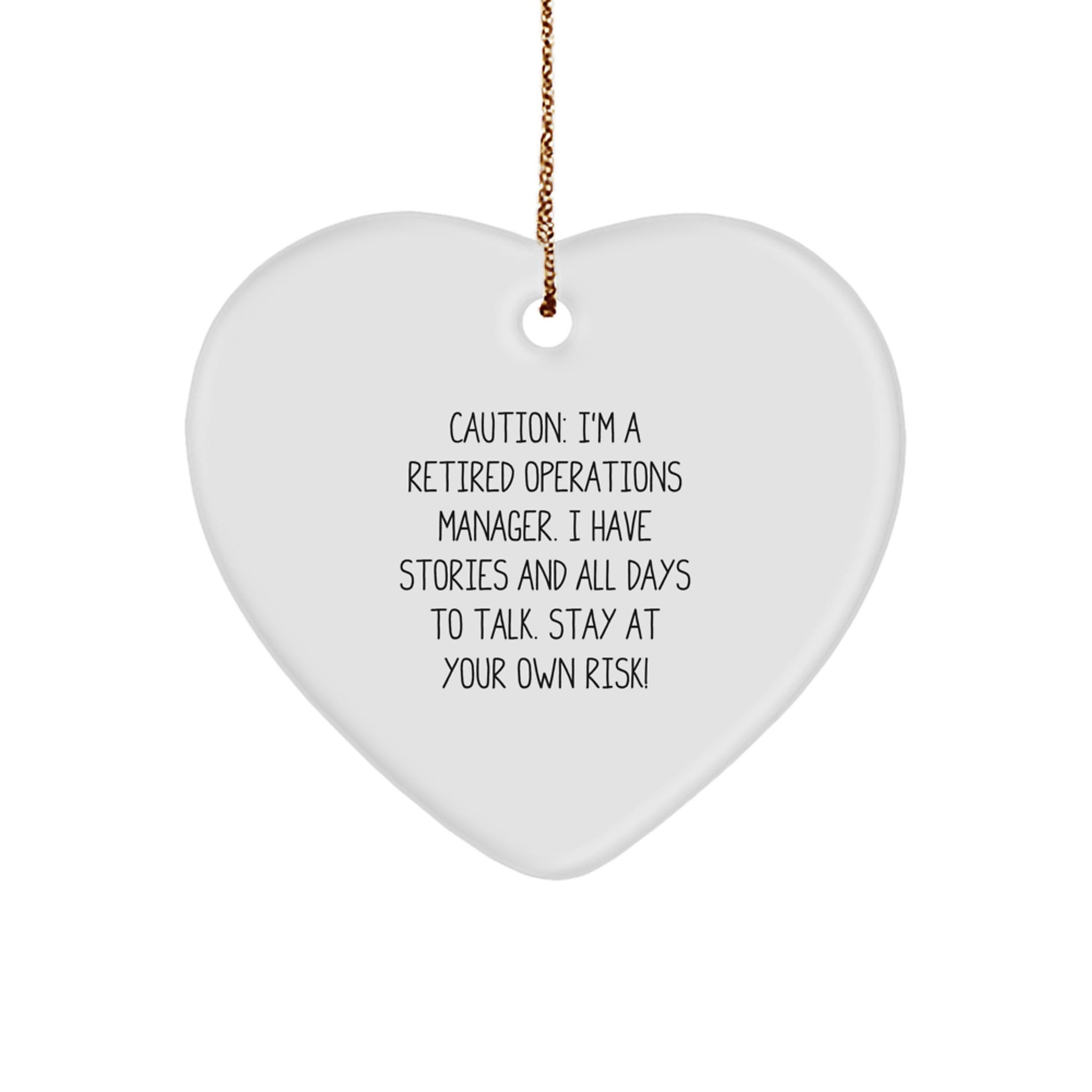 Funny Gift for Operations Manager, Heart Ornament, Christmas Unique Gifts from Friends, Operations Manager Heart Ornament with Caution Quote - Image 1