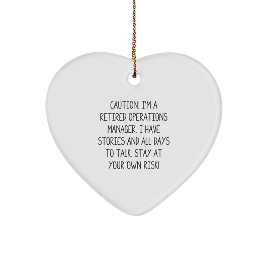 Funny Gift for Operations Manager, Heart Ornament, Christmas Unique Gifts from Friends, Operations Manager Heart Ornament with Caution Quote - Image 1