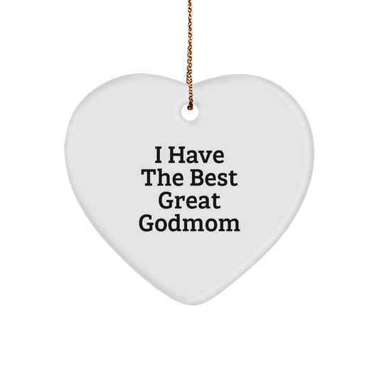 Funny Godmom Gifts from Men to Godmom, Heart Ornament I Have The Best Great Godmom, Christmas Unique Gifts - Image 1