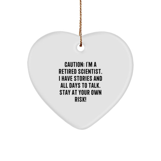 Funny Scientist Gifts from Friends and Family - Heart Ornament with Caution Quote - Christmas Unique Gifts for Scientist Men and Women - Image 1