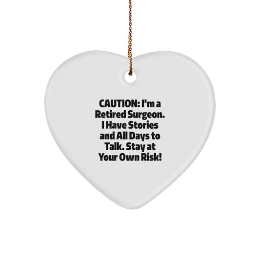 Funny Gifts from Friends for Surgeon - Heart Ornament with Caution Quote, Unique Christmas Unique Gifts for Him, Her, Family, Coworkers, Friends - Image 1