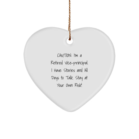 Vice-Principal Gifts from Family - Heart Ornament with Caution Quote, Perfect for Men or Women, Christmas Unique Gifts - Image 1