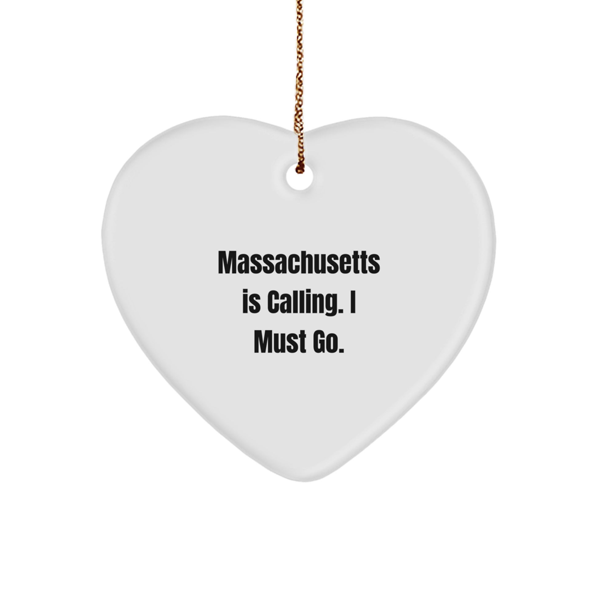 Funny Massachusetts Gifts from Loved Ones - Heart Ornament for Massachusetts Men and Women - Christmas Unique Gifts for Massachusetts Enthusiasts - Image 1