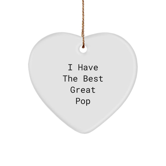 Funny Pop Heart Ornaments Gifts from Friends for Pop Enthusiasts, 'I Have The Best Great Pop' Christmas Ornaments, Heart Shaped Decorations - Image 1