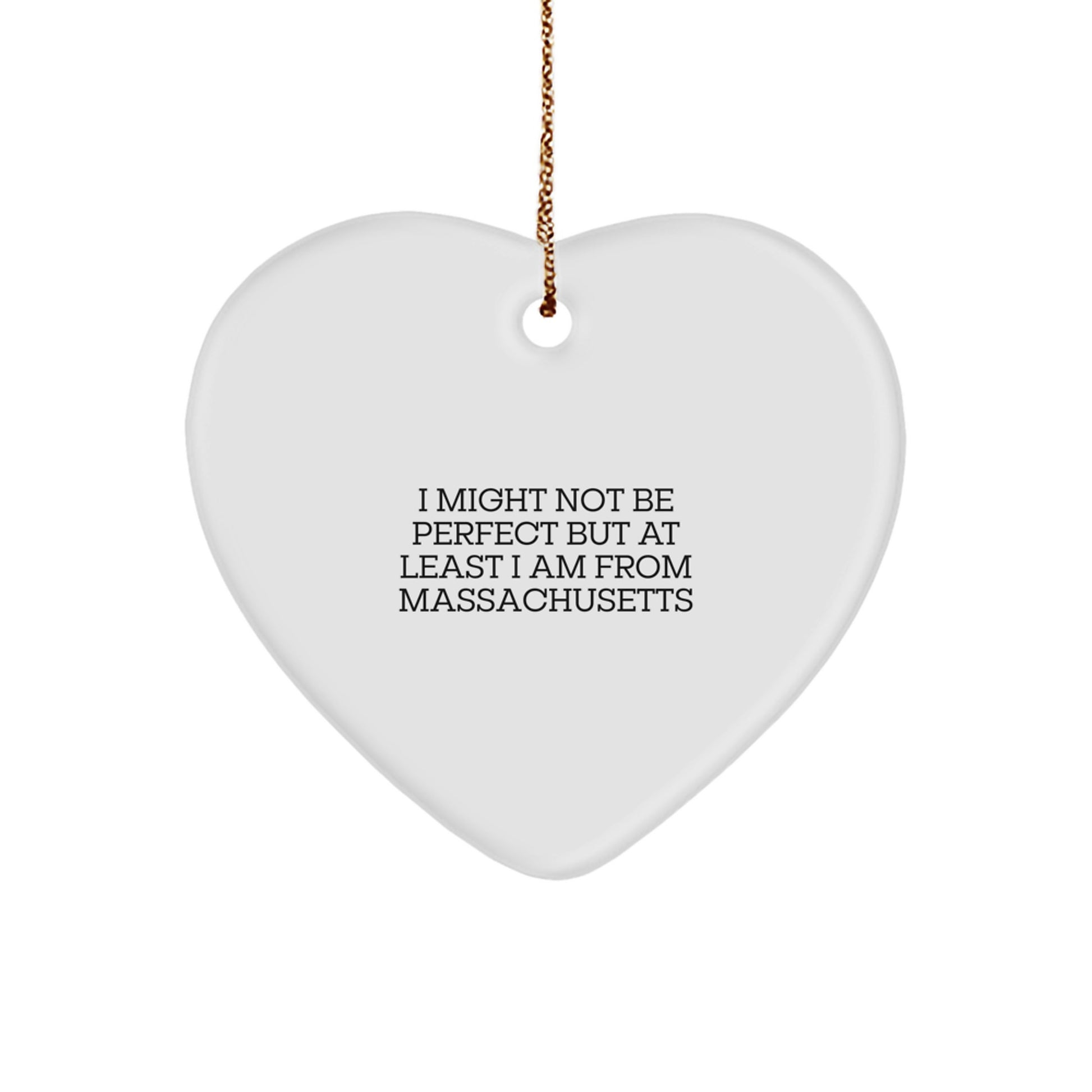 Funny Massachusetts Heart Ornament Gifts from Men to Women in Massachusetts for Christmas - Image 1
