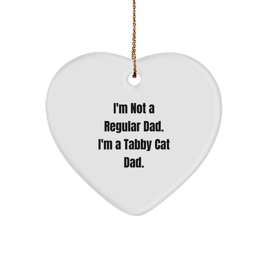 Funny Tabby Cat Dad Gifts, Heart Ornament for Men, Unique Christmas Unique Gifts from Dad to Tabby Cat Lover - Image 1