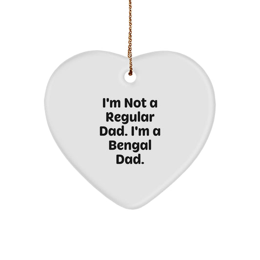 Bengal Cat Dad Gifts from Men to Family - Funny Quote Bengal Cat Christmas Heart Ornament, Gifts for Bengal Cat Lovers - Image 1