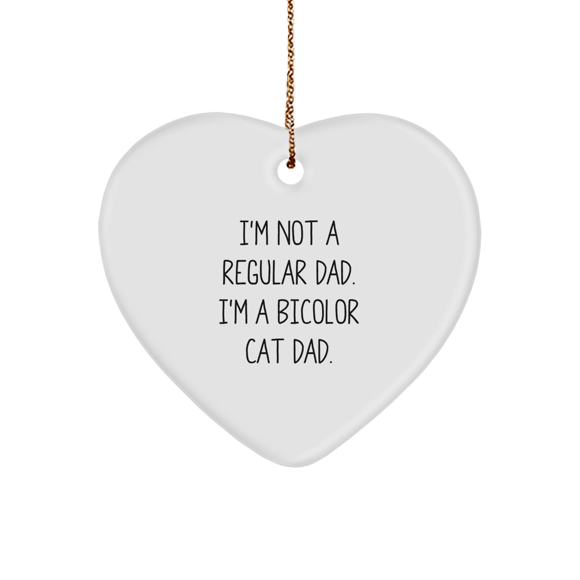 Bicolor Cat Dad Gifts - Funny Heart Ornament for Christmas, 'I'm Not a Regular Dad', Unique Gifts from Men to Family - Image 1