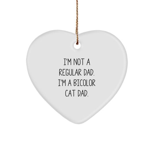 Bicolor Cat Dad Gifts - Funny Heart Ornament for Christmas, 'I'm Not a Regular Dad', Unique Gifts from Men to Family - Image 1