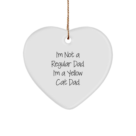 Yellow Cat Dad Gifts for Him - Funny Heart Ornament, Christmas Unique Gifts from Men to Family - Image 1