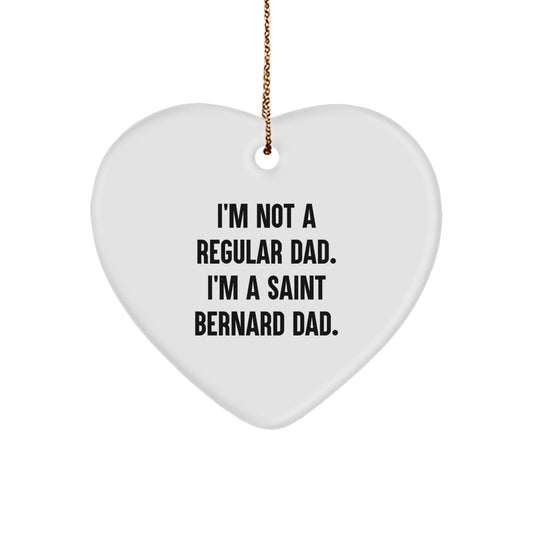 Funny Saint Bernard Dog Heart Ornament Gifts from Dad to Saint Bernard Dad for Christmas Unique Gifts - Image 1