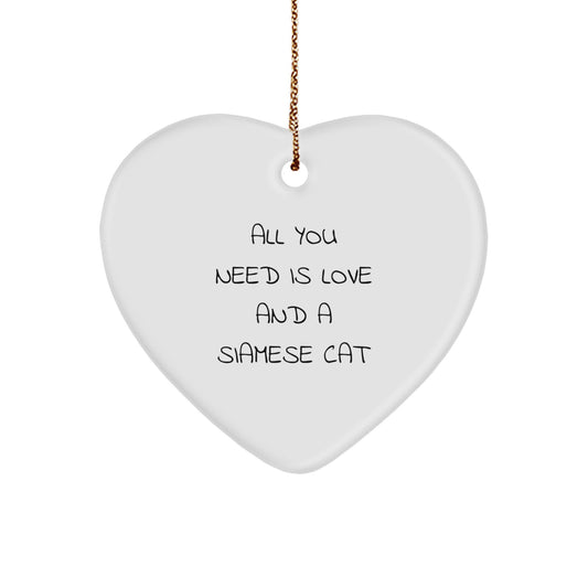 Siamese Cat Lovers Heart Ornament Christmas Unique Gifts from Men to Friends - Image 1