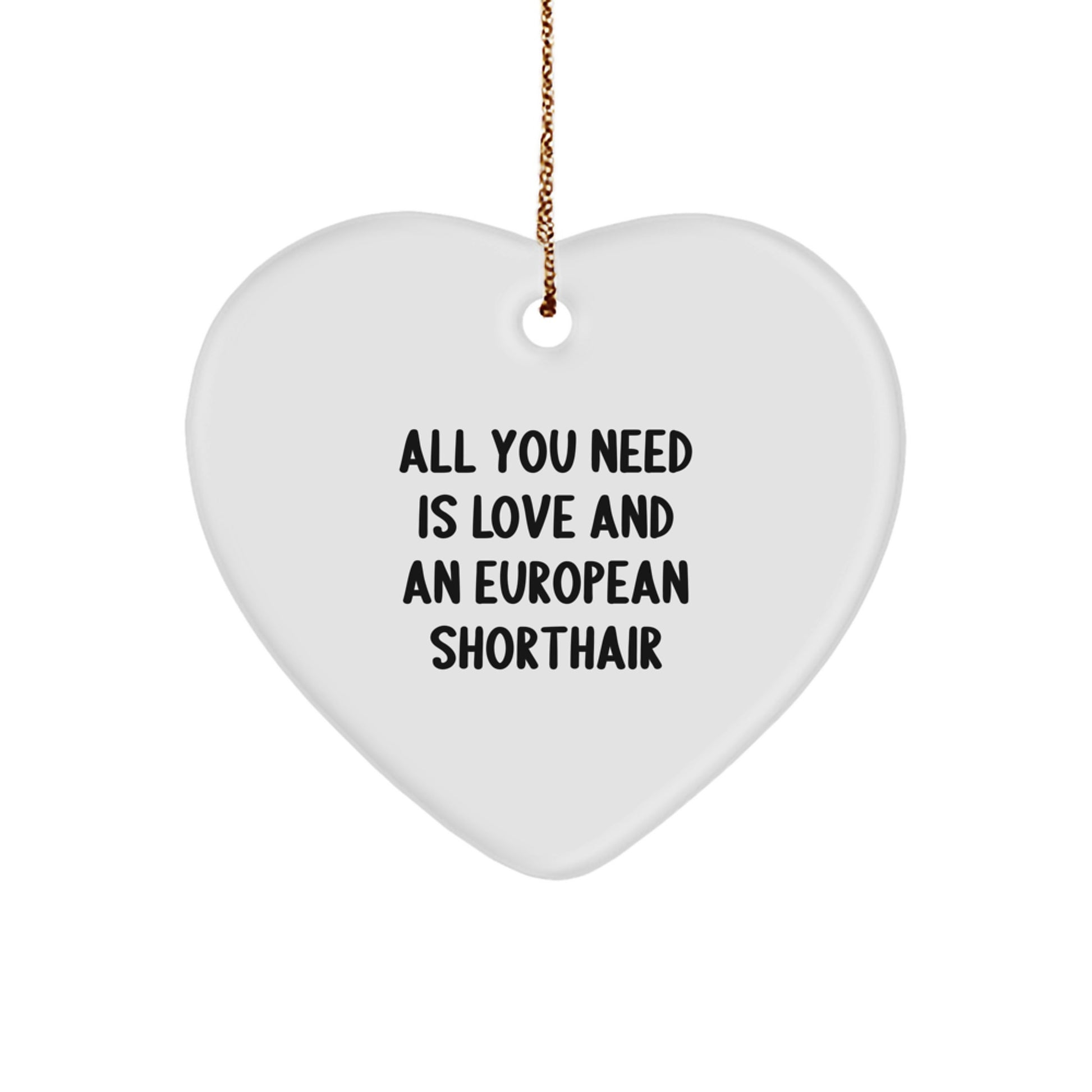European Shorthair Cat Lover's Heart Ornament, 'All You Need Is Love', Gifts from Family to Friends, Perfect for Christmas Unique Gifts - Image 1