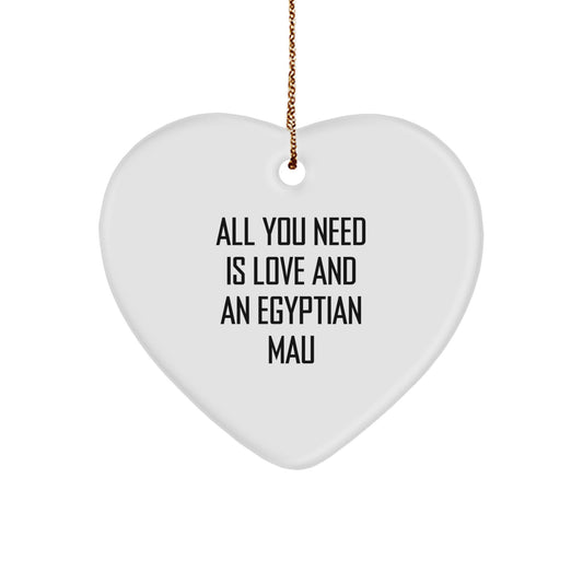 Egyptian Mau Cat Lovers Heart Ornament, Funny Quote Gifts from Friends to Family, Christmas Unique Presents for Egyptian Mau Cat Enthusiasts - Image 1