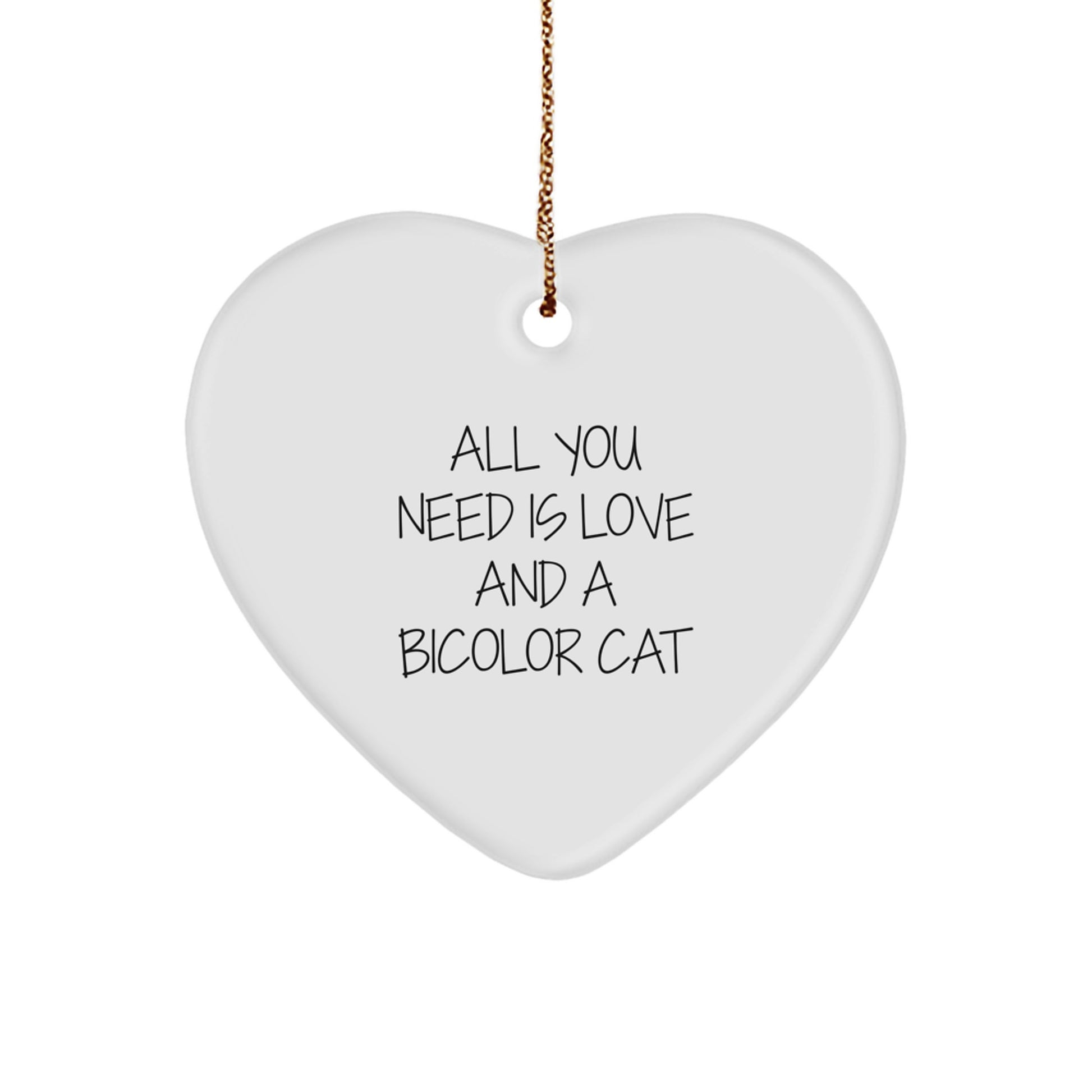 Funny Bicolor Cat Gifts from Men to Women - Heart Ornament for Christmas Unique Gifts - Image 1