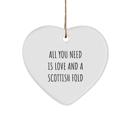 Scottish Fold Cat Heart Ornament Gifts from Family, Perfect for Christmas Unique Scottish Fold Cat Lover - Image 1