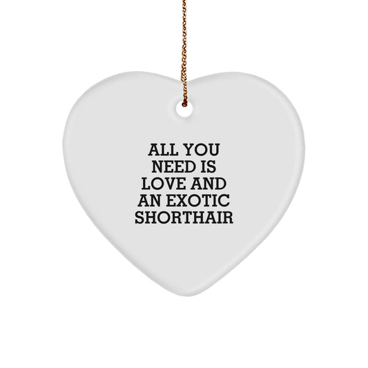 Exotic Shorthair Cat Lovers Heart Ornament Gifts from Friends, 'All You Need Is Love And An Exotic Shorthair', Christmas Unique Gifts - Image 1