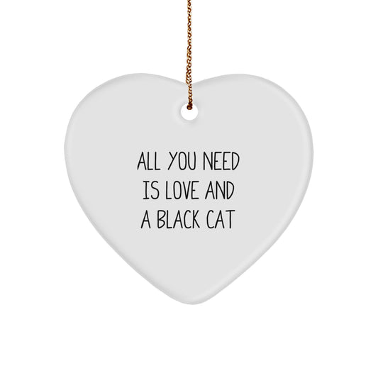 Funny Black Cat Heart Ornament Gifts from Men to Women Friends Family for Christmas Unique Decorations - Image 1