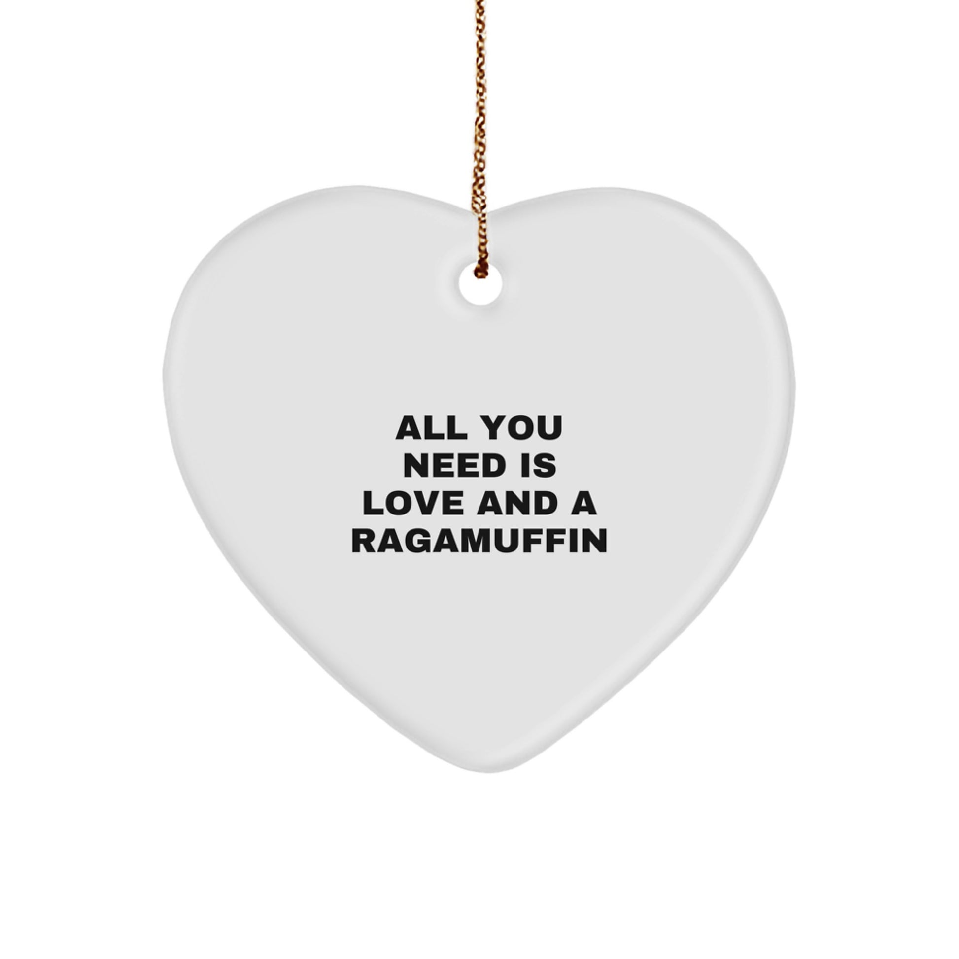 Ragamuffin Cat Heart Ornament Gifts from Friends and Family for Christmas Unique Decorations All You Need Is Love And A Ragamuffin - Image 1