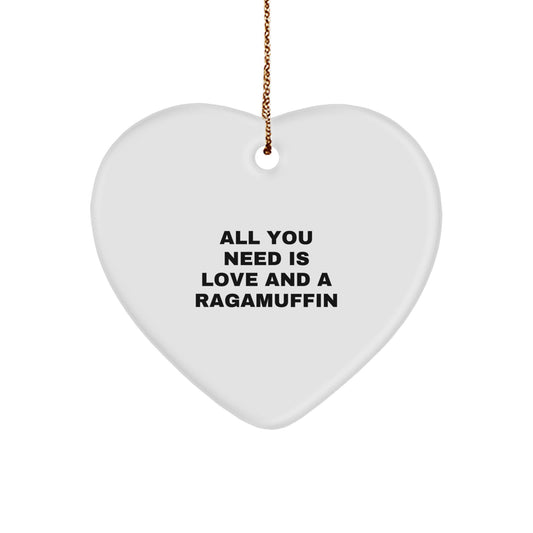 Ragamuffin Cat Heart Ornament Gifts from Friends and Family for Christmas Unique Decorations All You Need Is Love And A Ragamuffin - Image 1