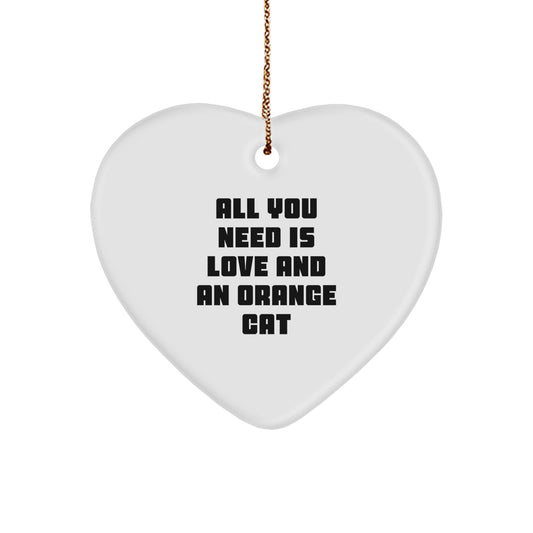 Orange Cat Heart Ornament - Funny Quote Gifts from Family to Friends for Christmas - 2.75\ - Image 1