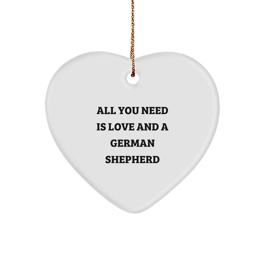 Love German Shepherd Dog Gifts from Men to Family - Heart Ornament for Christmas - Image 1