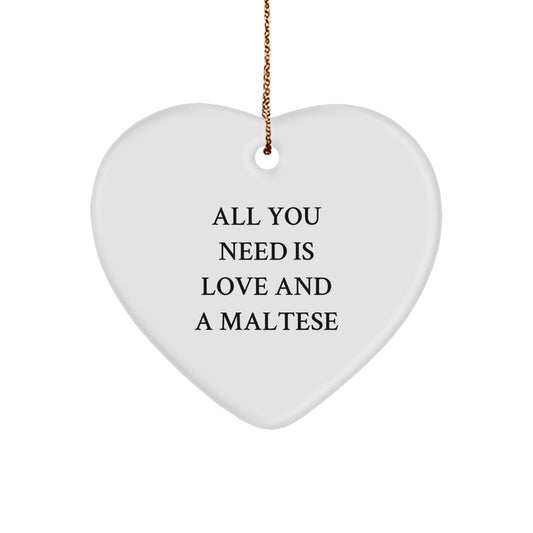 Funny Maltese Dog Heart Ornaments Gifts from Friends, Unique Christmas Unique Gifts for Maltese Dog Lovers - Image 1
