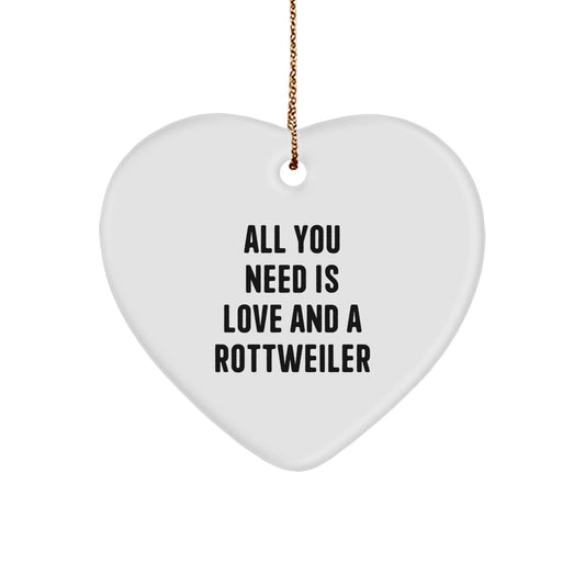 Funny Rottweiler Dog Christmas Unique Gifts from Mom to Daughter Rottweiler Lover Heart Ornament, All You Need Is Love - Image 1