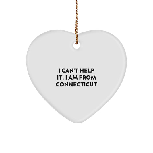 Connecticut Heart Ornament Gifts from Friends and Family, Funny Quote, Christmas Unique Decorations - Image 1