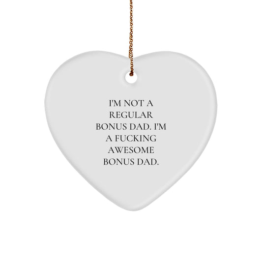 Funny Bonus Dad Heart Ornament Gifts from Men and Women for Christmas Unique Presents - Image 1