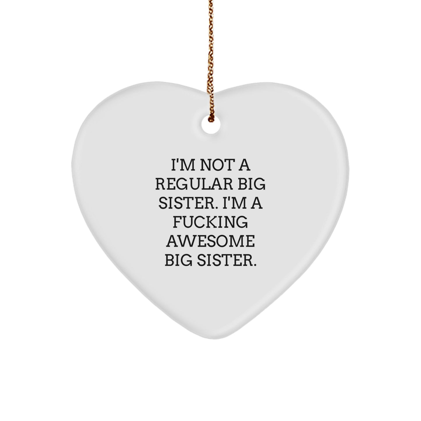 Funny Big Sister Heart Ornament Gifts from Mom, Christmas Unique Gifts for Big Sister, Heart Shaped Big Sister Ornament - Image 1