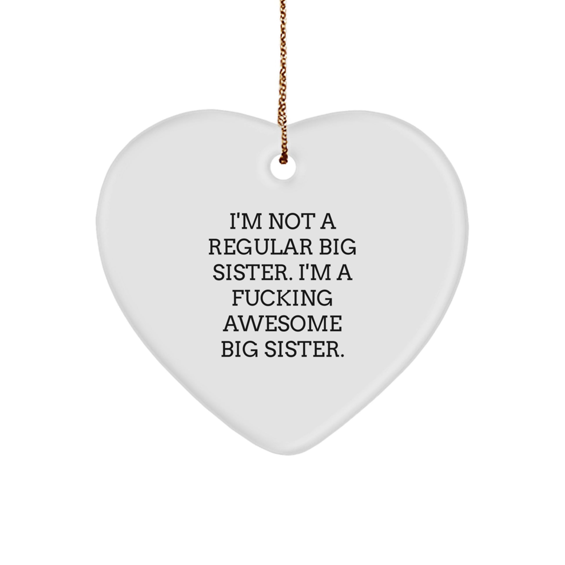 Funny Big Sister Heart Ornament Gifts from Mom, Christmas Unique Gifts for Big Sister, Heart Shaped Big Sister Ornament - Image 1