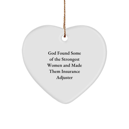 Funny Insurance Adjuster Gifts from Women, Heart Ornament with Inspirational Quote, Christmas Unique Gifts for Insurance Adjuster Friends and Family - Image 1