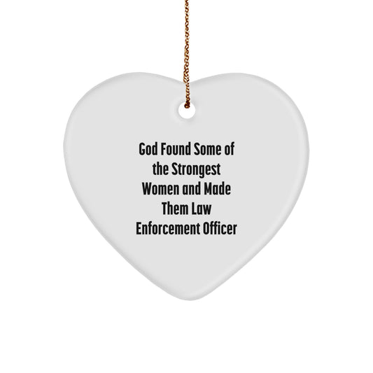 Funny Inspirational Law Enforcement Officer Gifts, Heart Ornament for Christmas, Unique Law Enforcement Officer Appreciation Gifts from Friends - Image 1