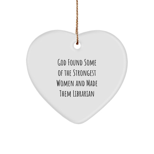 Funny Librarian Gifts for Women, Heart Ornament from Friends, Christmas Unique Decor - Image 1