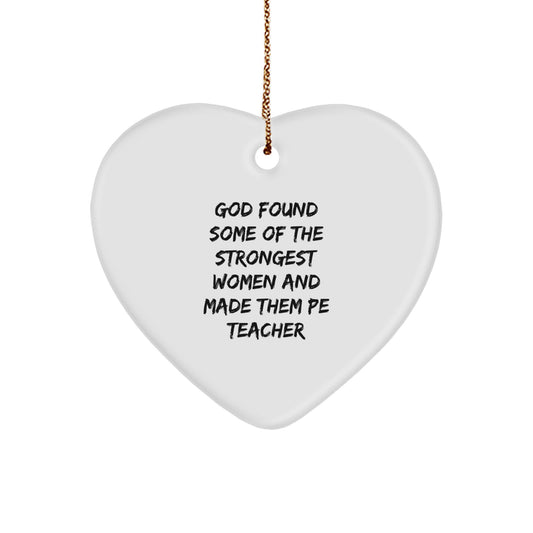 Funny PE Teacher Gifts for Women from Men - Heart Ornament for Christmas Unique Presents - Image 1