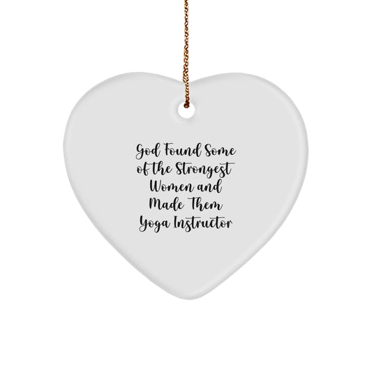 Yoga Instructors' Strength Quotes, Funny, White Heart Ornament, Gifts from Men, Gifts for Yoga Instructors, Christmas Unique Gifts - Image 1