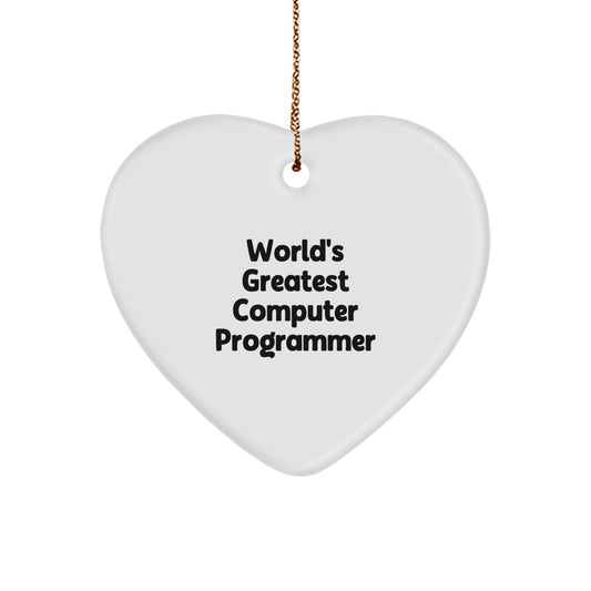 Fun Computer Programmer Heart Ornament Gifts from Men to World's Greatest Computer Programmer Friends - Image 1