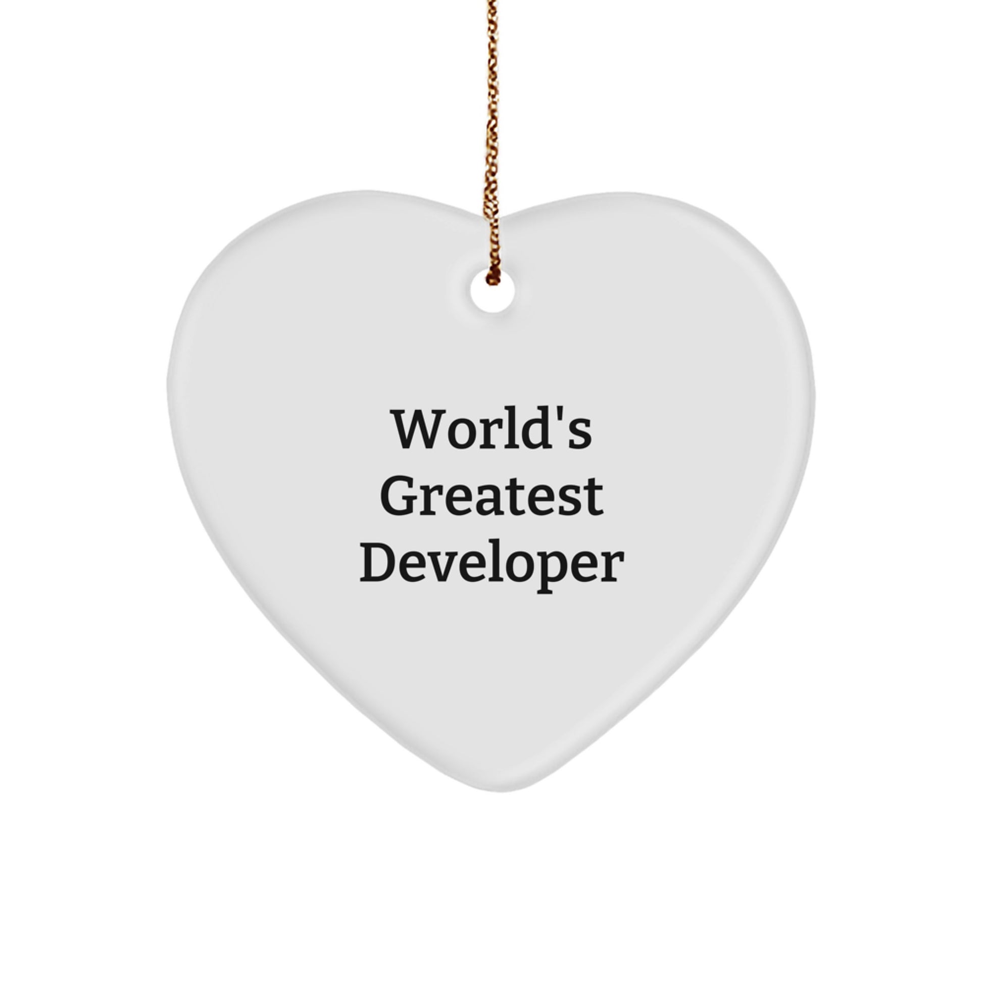 Funny Developer Gifts from Friends - World's Greatest Developer Heart Ornament for Christmas Unique Gifts for Him or Her - Image 1