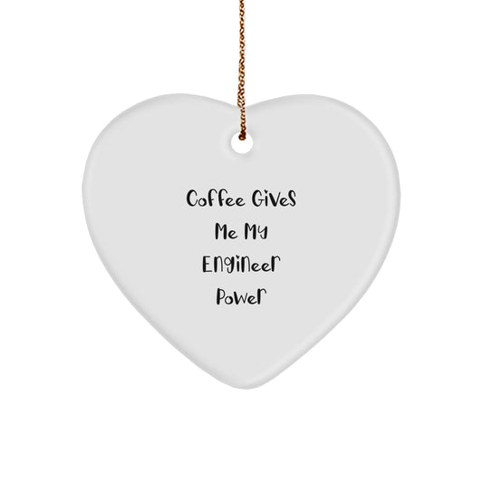 Funny Engineer Gifts from Friends, Coffee-Loving Heart Ornament for Christmas - Image 1