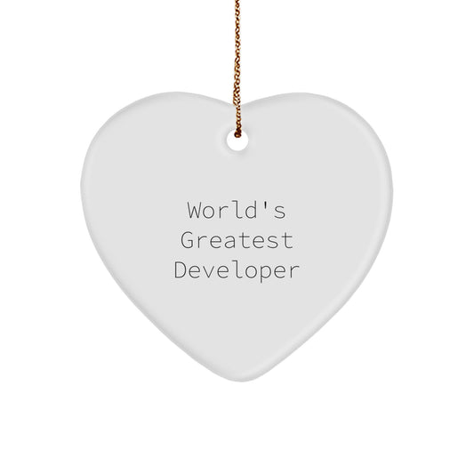 Funny Developer Heart Ornament Gifts from Men to World's Greatest Developer Friends at Christmas Unique Gifts - Image 1