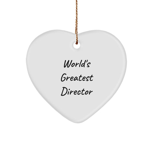 Funny World's Greatest Director Heart Ornament Gifts from Family for Director, Heart Shaped Ornament Unique Christmas Unique Gifts - Image 1