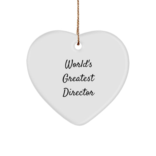 Funny Director Heart Ornament - 'World's Greatest Director' Quote, Gifts for Directors, Christmas Unique Gifts from Men, Women, Friends, Coworkers, Family - Image 1