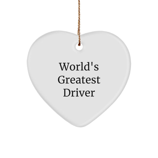 Funny Driver Gifts from Family - 'World's Greatest Driver' Heart Ornament for Driver Lovers - Christmas Unique Gifts for Men - Image 1