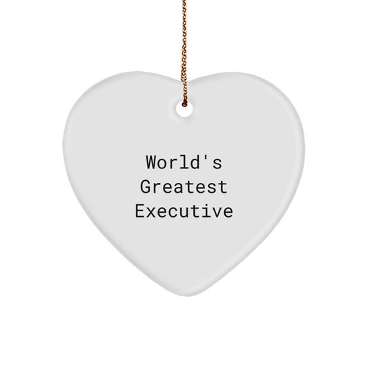 Funny Executive Gifts for Men - World's Greatest Executive Heart Ornament Christmas Unique Gifts from Friends - Image 1
