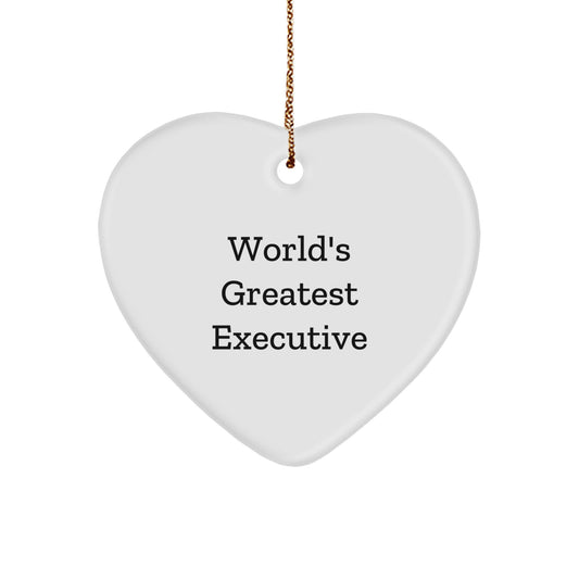 Funny Executive Gifts from Friends, Heart Shaped Executive Ornaments for Christmas Unique Gifts, World's Greatest Executive - Image 1